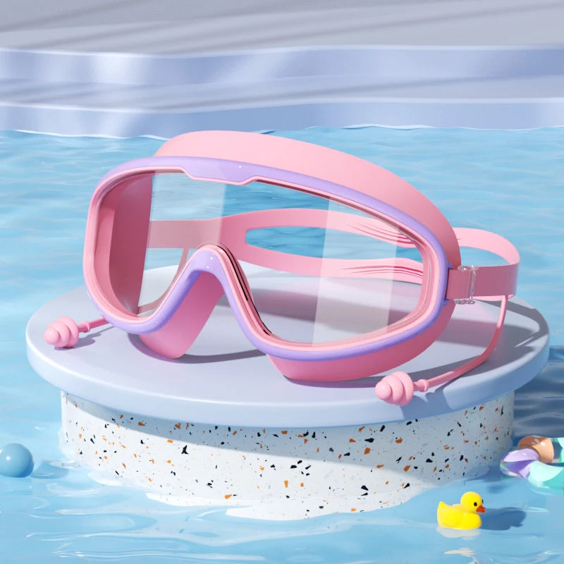 HD Children's Large Frame Waterproof and Anti-fog Swimming Goggles